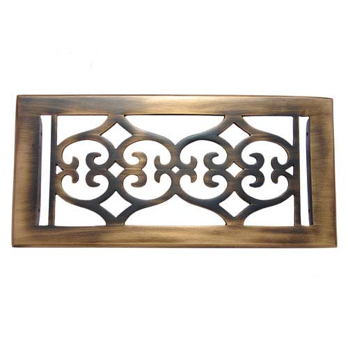"Flower" Brass Wall Register with Louver - 4" x 10" (5-5/8" x 11-1/2" Overall)